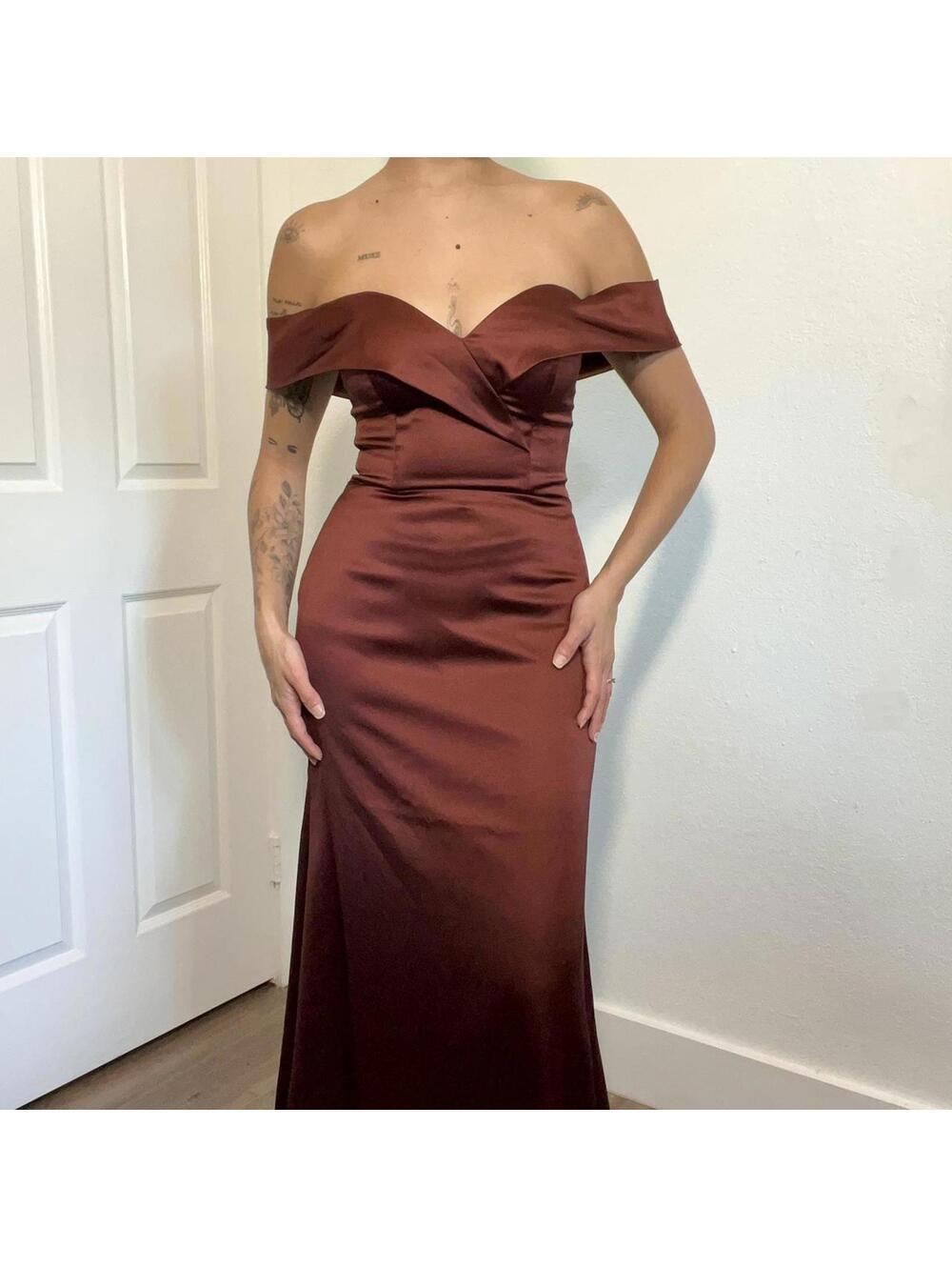 Rust Satin Maxi Dress